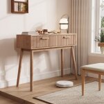 Table console 100 cm meuble dentr�e avec 2 tiroirs � fermeture douce - style scandinave