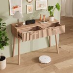 Table console 100 cm meuble dentre avec 2 tiroirs  fermeture douce - style scandinave