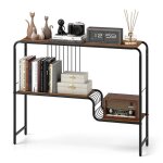 Costway table console à 2 niveaux meuble dentrée cadre en métal style industriel avec pieds réglables ... Costway table console à 2 niveaux meuble dentrée cadre en métal style industriel avec pieds réglables ...