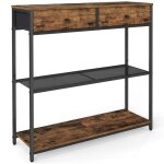 Table console avec 2 tiroirs en tissu 24 x 76 x 80 cm pour entrée salon marron rustique et noir dencre ... Table console avec 2 tiroirs en tissu 24 x 76 x 80 cm pour entrée salon marron rustique et noir dencre ...