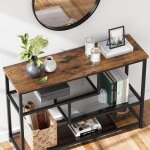 Table console  4 niveaux - tagres en verre et cadre en mtal - table de couloir industrielle - 100 ...