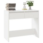 Table console blanche - wiens - 89x41x765 cm - agglom�r� - 2 tiroirs - style scandinave moderne - facile ...