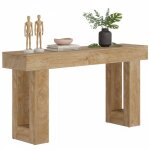Table console bois - 160�35�85 cm - table dentr�e pour couloir salon grain de bois brun clair