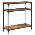 Table console bois ancien - vidaxl - 75x29x75 cm - bois ding�nierie - m�tal laqu� - 2 �tag�res - rangement ...