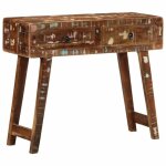 Table console - bois massif de r�cup�ration - 90x32x75 cm - 2 tiroirs - style contemporain
