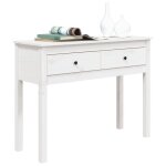 Table console en bois - vidaxl - blanc - bois de pin massif - 100x35x75 cm - 2 tiroirs - stable