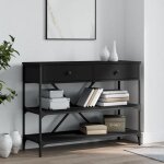 Table console - bout de canapé - meuble dentrée avec tiroirs et étagères noir bois dingénierie shl4183 ... Table console - bout de canapé - meuble dentrée avec tiroirs et étagères noir bois dingénierie shl4183 ...