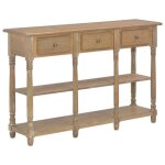 Table console classique - vidaxl - 110x30x76 cm - bois ding�nierie - pin massif - 3 tiroirs - 2 �tag�res ...