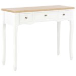 Table console coiffeuse - vidaxl - blanc - 3 tiroirs - 100x35x78 cm - mdf et bois de pin - boutons de ...