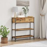 Table console table dappoint pour couloir porche salon - avec tiroir bois ancien 725x25x75 cm dcoshop ...