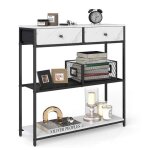 Table console dentre troite avec 2 tiroirs en tissu meuble console bout de canap sur