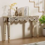 Table console - unho - 120x35x76cm - argent� - mdf - verre miroir