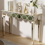 Table console dore d?entre en verre - 120x35x76cm console meuble salon en verre argent - pour couloir ...