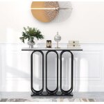 Table console - dreamade - plateau en marbre de 100cm - structure en m�tal lourd - patins r�glables - ...