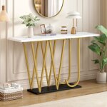 Table console effet marbre table de couloir table � manger en bois pour entr�e cuisine salon 120 x 29. ...