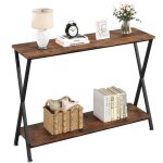 Table console entree console meuble bois avec 2 tiroir 110x 30x78cmtable dentr�e en rotin avec design ...