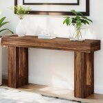 Table console �troite de 160 cm pour canap� derri�re le canap� pour entr�e salon marron rustique