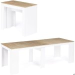 Table console extensible - blanc - 10 personnes - bois - 90  235 cm - design contemporain