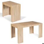Table console extensible - bois - 140 cm - 6 personnes - design contemporain - rallonges incluses