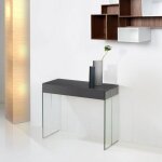 Table console extensible new york gris laqu