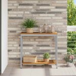 Vidaxl table console dext�rieur 80x35x75 cm bois dacacia massif & acier - naturel / gris