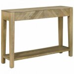Table console vidaxl 110 x 30 x 80 cm - bois de manguier massif tiroir et �tag�re gris naturel