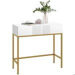 Table console - homcom - avec 2 tiroirs - base en acier avec pieds antidrapants - pour entre salon ...