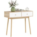 Table console - homcom - 2 tiroirs et pieds en bois - pour salon entr�e couloir - 86 x 35 x 75 cm - ch�ne ...