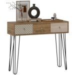 Table console - homcom - 3 tiroirs - table dentrée étroite - pieds en épingle à cheveux en acier - 90 ... Table console - homcom - 3 tiroirs - table dentrée étroite - pieds en épingle à cheveux en acier - 90 ...
