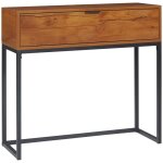 Table console - homcom - tiroir et pieds en acier - pour salon entre couloir - 80 x 30 x 76 cm - marron ...