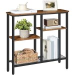 Table console - hoobro - table d?entre industrielle  4 niveaux - marron rustique - table d?appoint ...