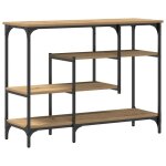 Table console industrielle - vidaxl - 100x35x75 cm - ch�ne artisanal - bois ding�nierie et m�tal - pieds ...