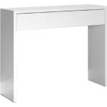 Table console meuble console avec 1 tiroir coloris blanc - longueur 100 x profondeur 30 x hauteur 76 ...