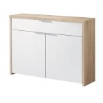 Table console meuble console avec 2 portes et 1 tiroir coloris chne cambrian blanc - longueur 101 x ...