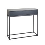 Table console meuble dentr�e coloris gris anthracite et m�tal noir - longueur 80 x profondeur 28 x hauteur ...