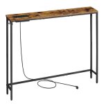 Table console avec multiprise 15 x 100 x 80 cm 1 crochet montage facile pour entrée salon marron rustique ... Table console avec multiprise 15 x 100 x 80 cm 1 crochet montage facile pour entrée salon marron rustique ...
