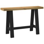 Table console - noain - bois massif pin - 120x30x75 cm - pieds en a - couleur naturel / noir