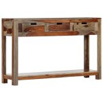 Meilleures table console - shop - table dappoint rectangulaire - avec 3 tiroirs 120x30x75cm - bois massif ...