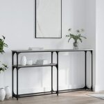 Table console sonoma gris 145x225x75cm bois dingnierie gueridon haut bout de canape salon complet commode ...