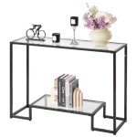 Table console en verre 2 niveaux - vevor - table dappoint rectangulaire moderne - bout canap� avec plateau ...