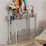 Table console en verre miroir meuble d?entre - 120x32x80m argent - diamant cras