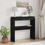 Table console - vidaxl - ch�ne noir - 80x30x80 cm - bois ding�nierie - style moderne