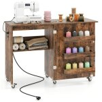 Table de couture pliable - relax4life - station de recharge intgre - grand plateau - 3 compartiments ...