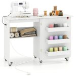 Table de couture pliable - relax4life - station de recharge intgre - grand plateau - 3 compartiments ...