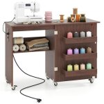 Table de couture pliable - relax4life - station de recharge intgre - grand plateau - 3 compartiments ...