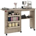 Table de couture pliante - homcom -  abattant - bacs de rangement tagre ouverte et roulettes - 117x40x775cm ...