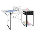 Table de couture - vevor - table pour machine � coudre polyvalente avec tiroirs - tablette lat�rale pliable ...