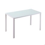 Table de cuisine 120x60 plateau verre tremp� table � manger structure m�tal blanc design moderne surface ...