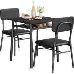 Table de cuisine 2 personnes avec chaises encastrables carr�e pour coin petit - d�jeuner salle � mangernoir70x ...
