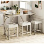 Table de cuisine 3 personnes - relax4life - station de charge intgre - table de bar avec 3 tabourets ...